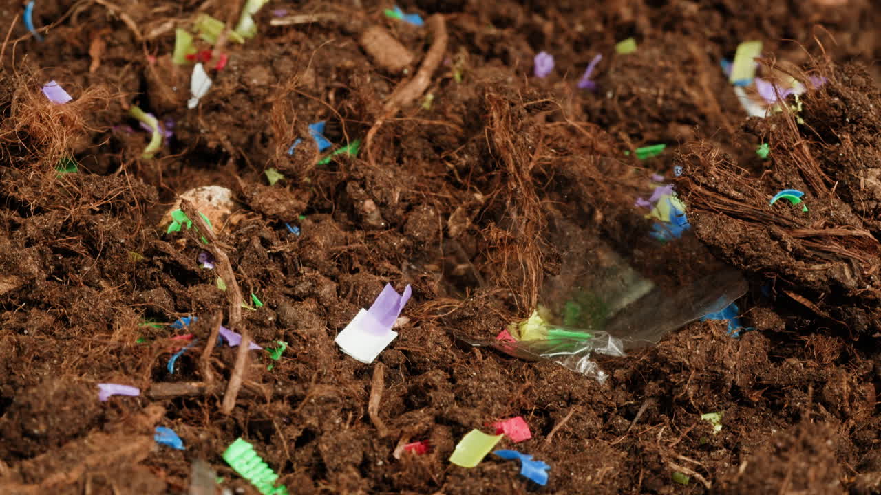 Polluted Soil with Plastic Debris