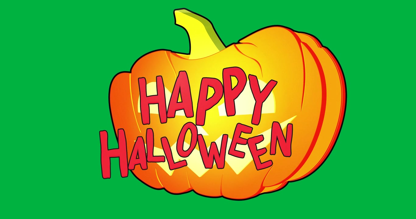Saluto animato di zucca di Happy Halloween su schermo verde