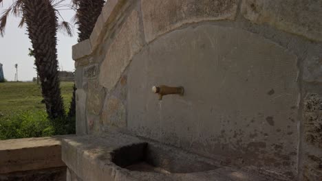 niña bebiendo agua de una fuente exterior en un cálido día soleado