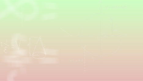 animación de fórmulas matemáticas escritas a mano sobre un fondo verde a rosa