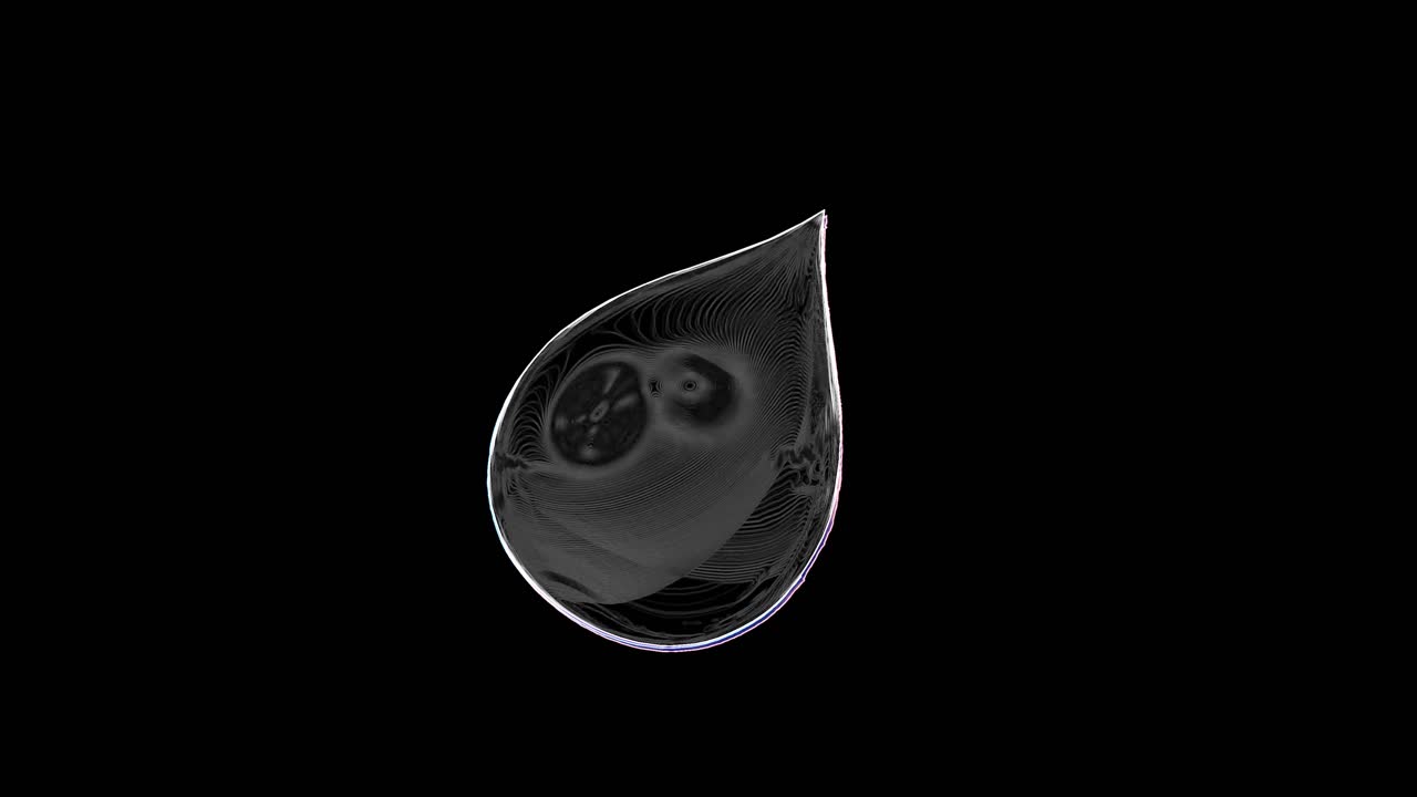 una estructura alámbrica de modelo de lágrima en 3d, que gira lentamente y falla