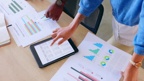 Tablet,-documents-and-people-hands-in-data