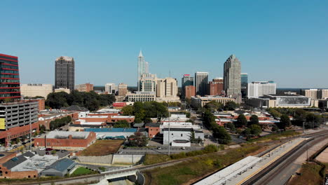 Drone-shot-of-downtown-Raleigh-North-Carolina