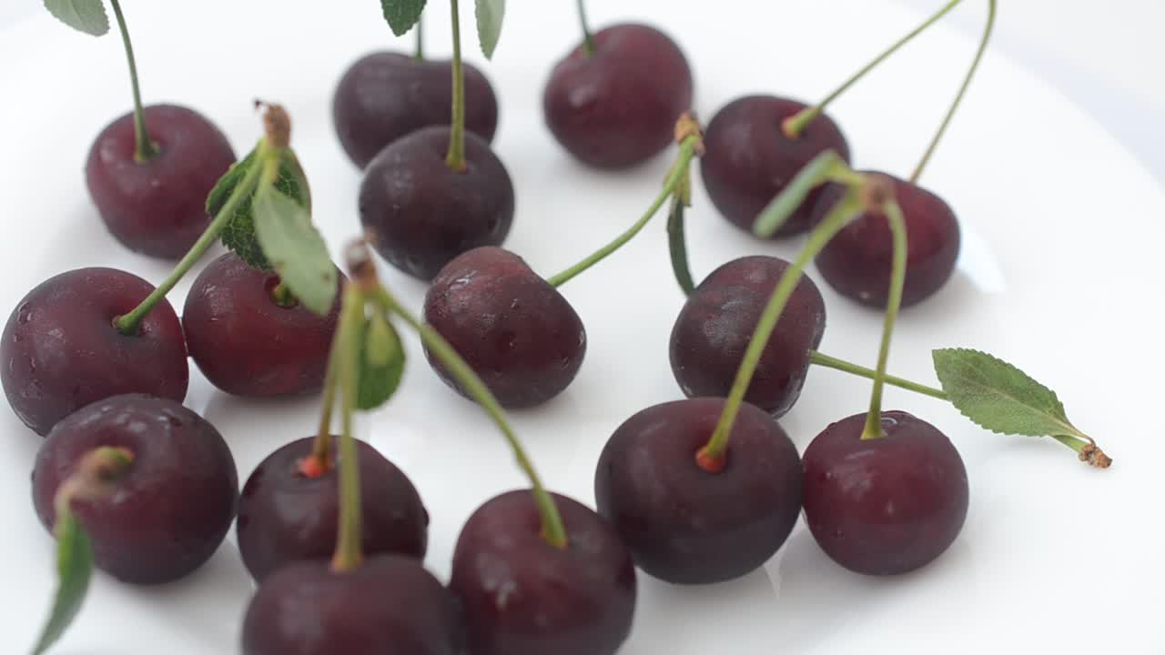 Ceri, direkam bergerak. Rekaman buah.