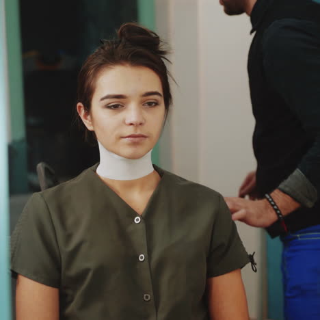 hairdresser during work with beautiful woman client. beauty industry concept square video