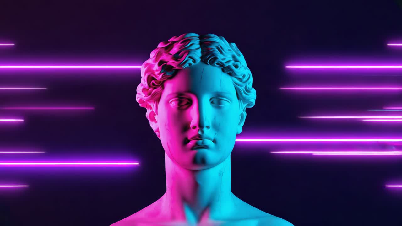 Bust with neon lights