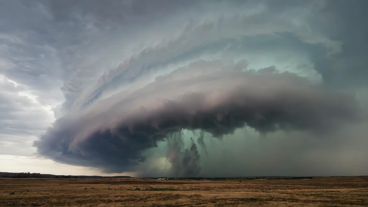 Dramatic Storm Cloudscape over Rural Landscape