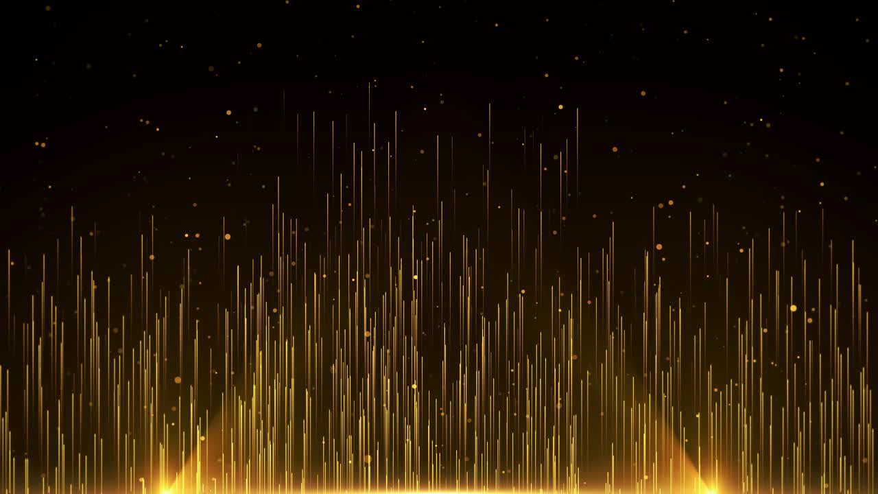 4K 황금빛과 입자들이 솟아오르는 파도 무대 먼지 빛이 솟아오르는 반짝이는 고급스러운 줄무늬 루프