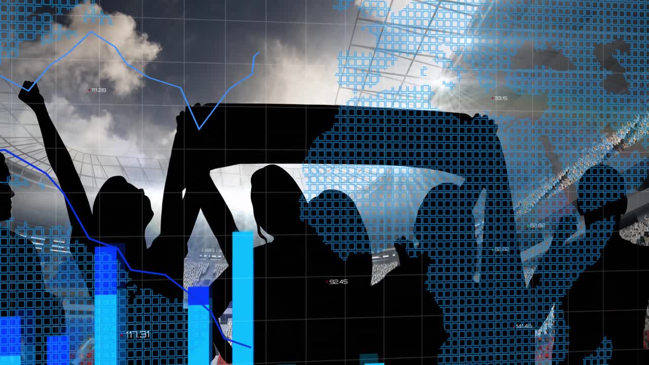 팬들의 실루 ⁇ 과 스포츠 스타디움의 배경에 대한 통계 데이터 처리