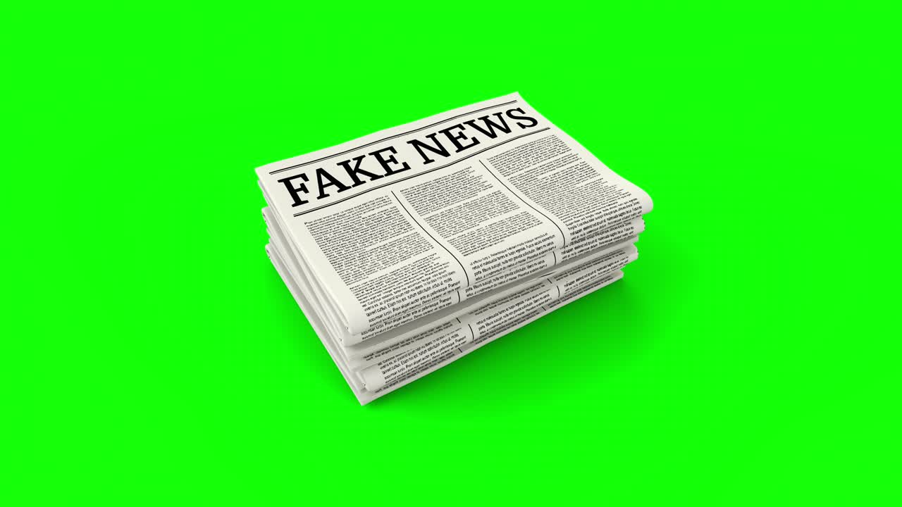 Fake News headline on newspaper. 3D animation