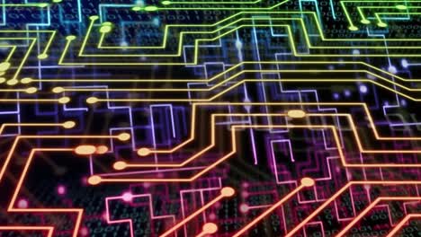 animation of data processing over computer circuit board