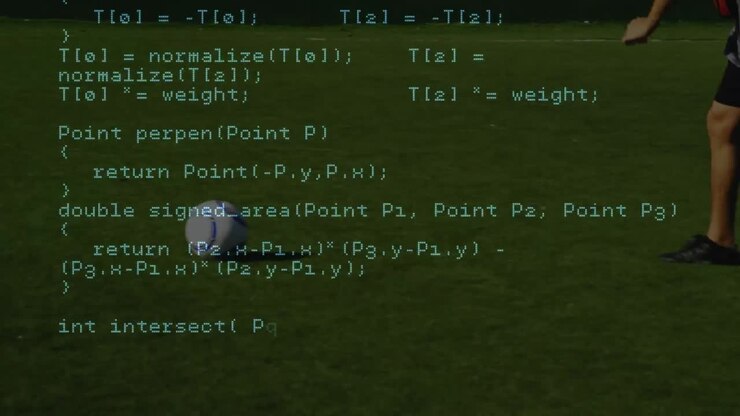 Animation of data processing over football players