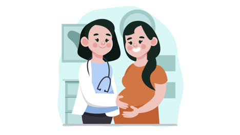 an animation of a cartoon dia internacional de la obstetricia y la embarazada illustration