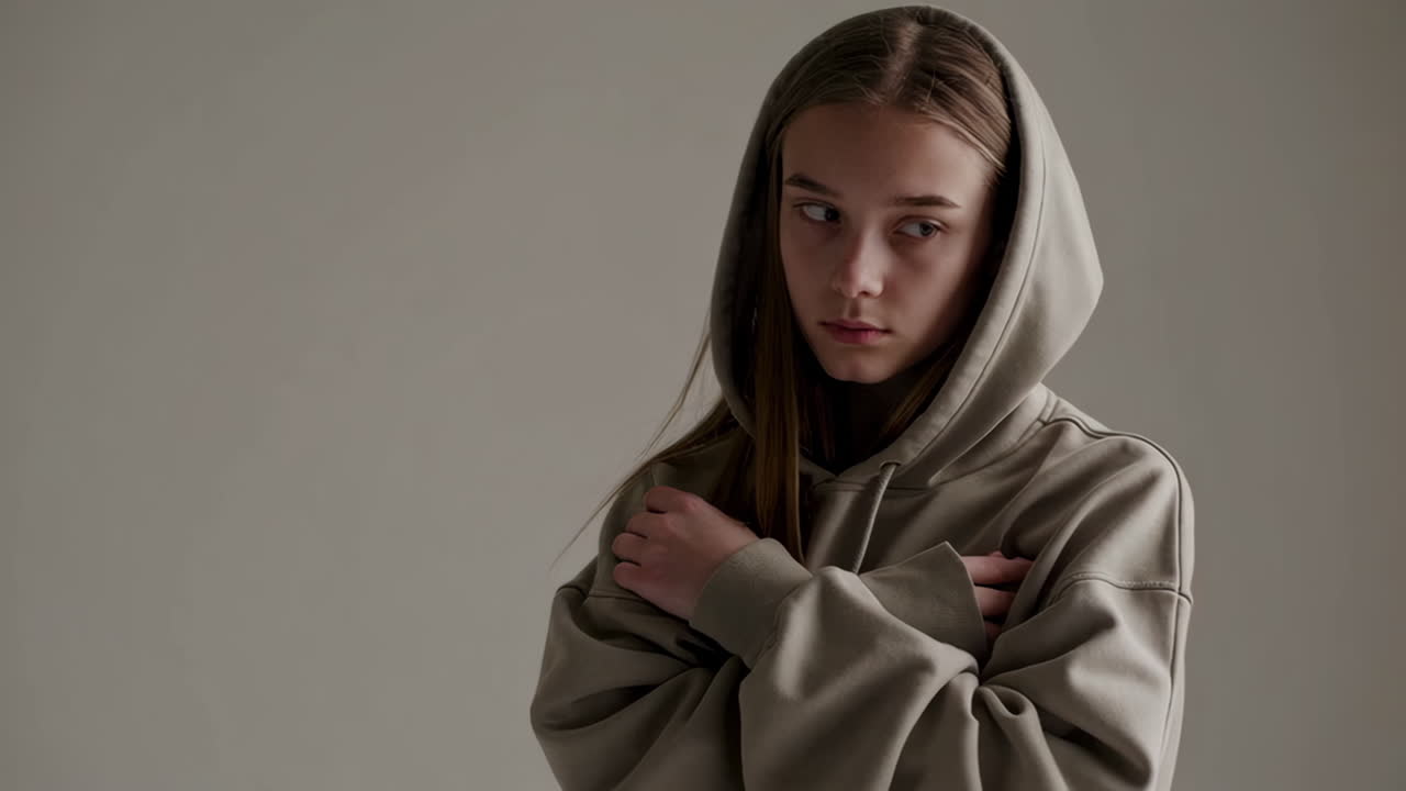 подростковая девушка в капюшоне