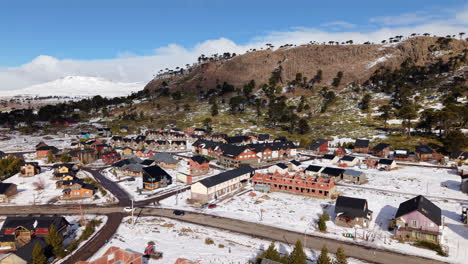 picturesque patagonian village of caviahue framed by snow and rocky mountains, neuquén, argentina