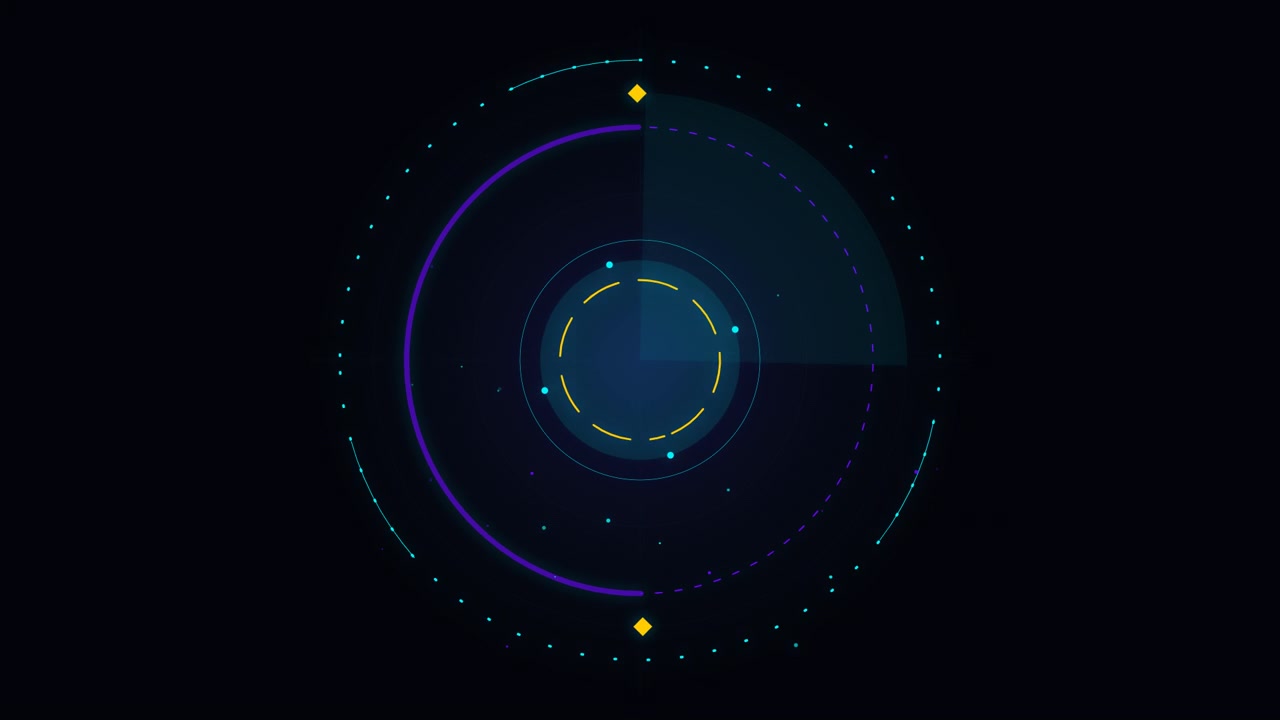 Futuristic Digital Radar Interface Scanning in Circular Motion