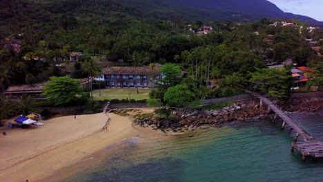 aerial capture of the entrance and access to a magnificent beach on the brazilian coast
