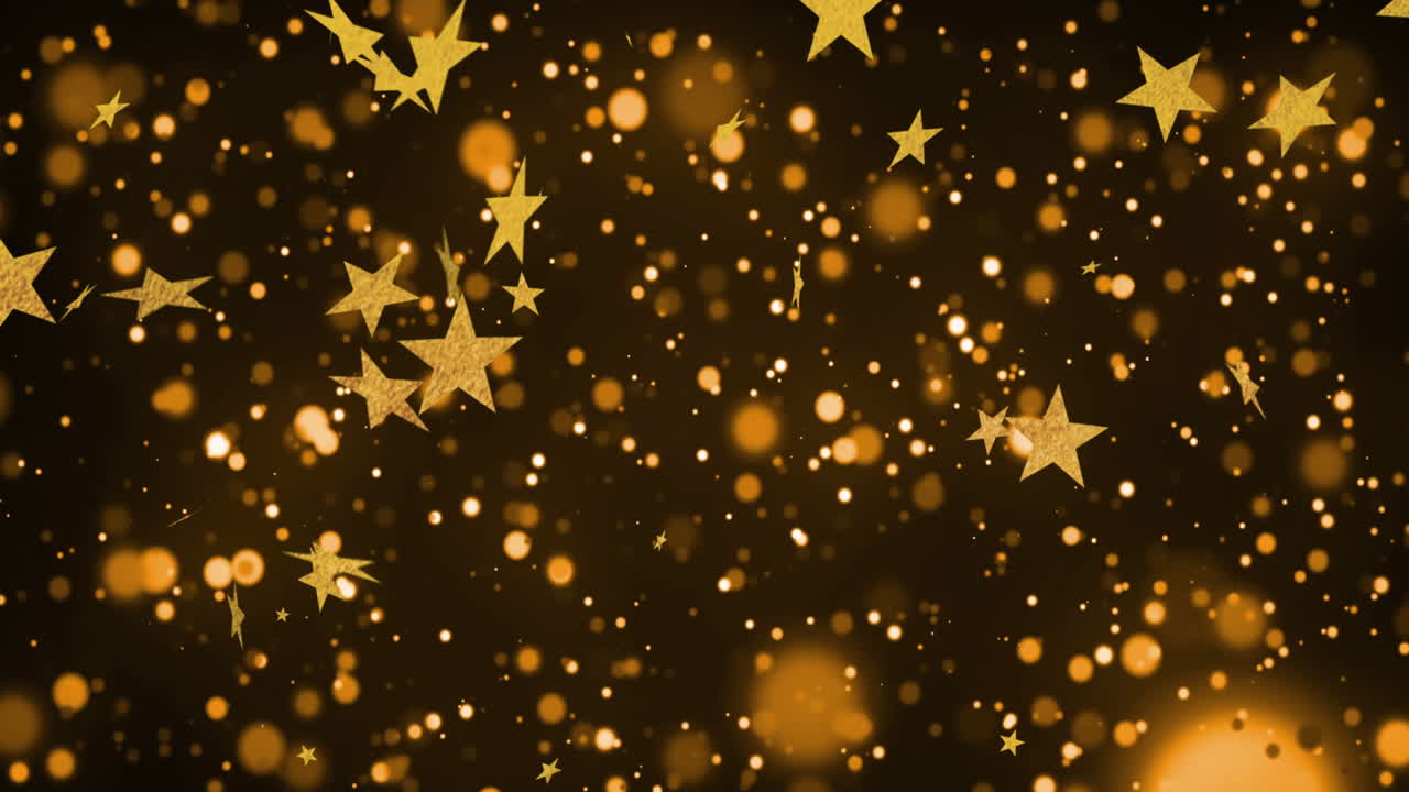 animación de puntos de luz y estrellas sobre fondo negro