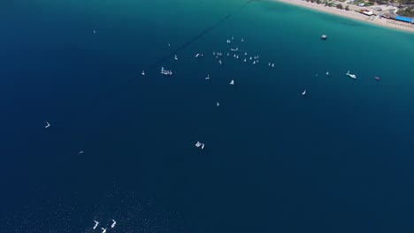 aerial view of small regata at adriatic sea, krk, croatia