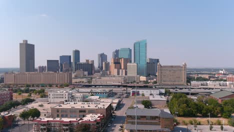 establishing drone shot of fort worth, texas