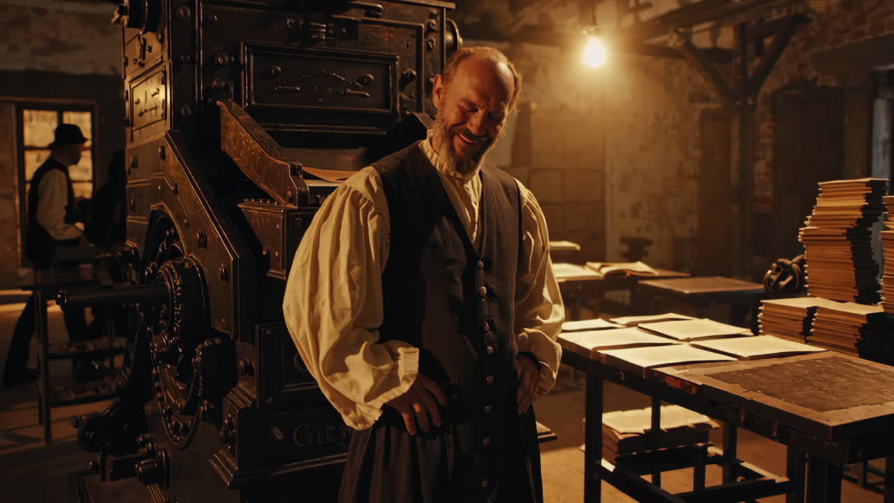 Historical Printer in a Printing Press Factory