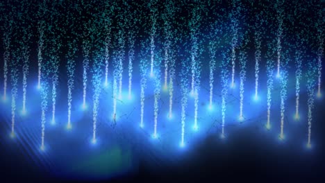 Animation-of-glowing-blue-light-trails-on-black-background