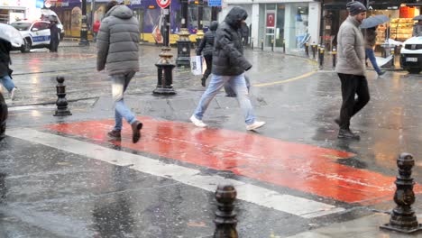 rainy city street scene