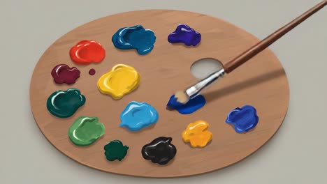 an artistic journey: a vibrant palette of colors captured in two frames, showcasing the transformation of paint on a brush and the colorful blobs of paint