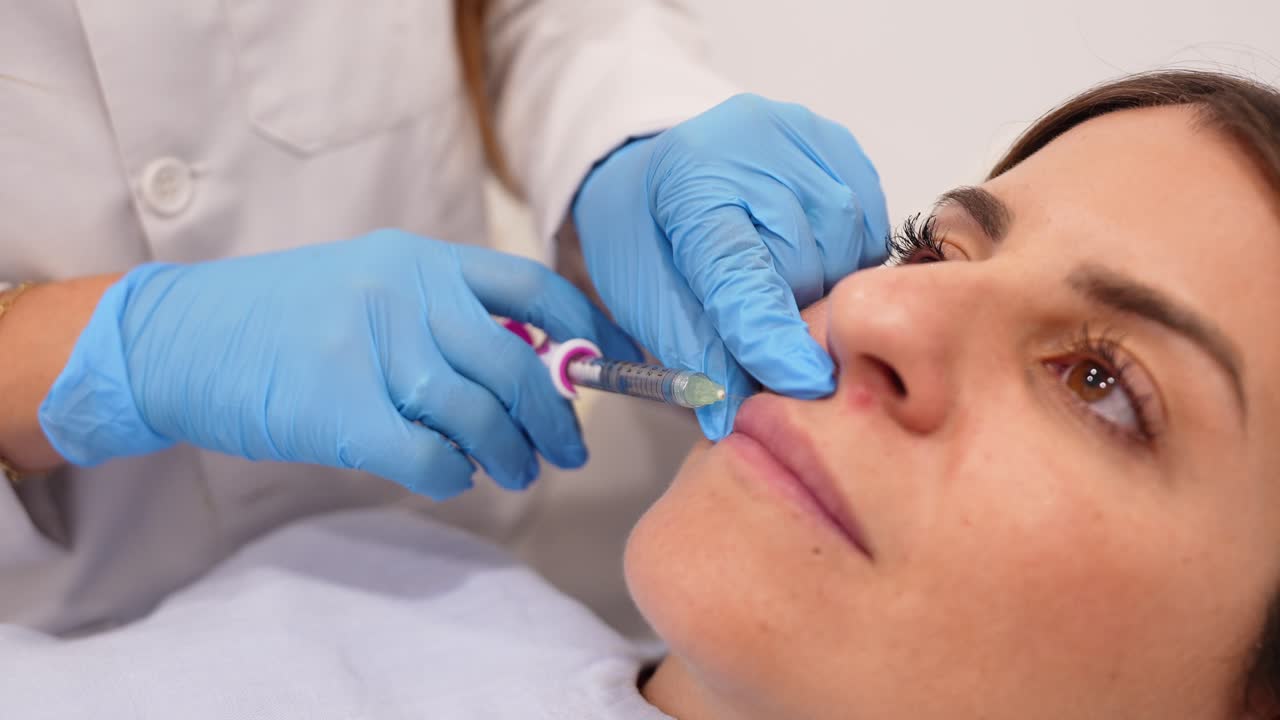 Donna che si sottopone a iniezione di filler dermici
