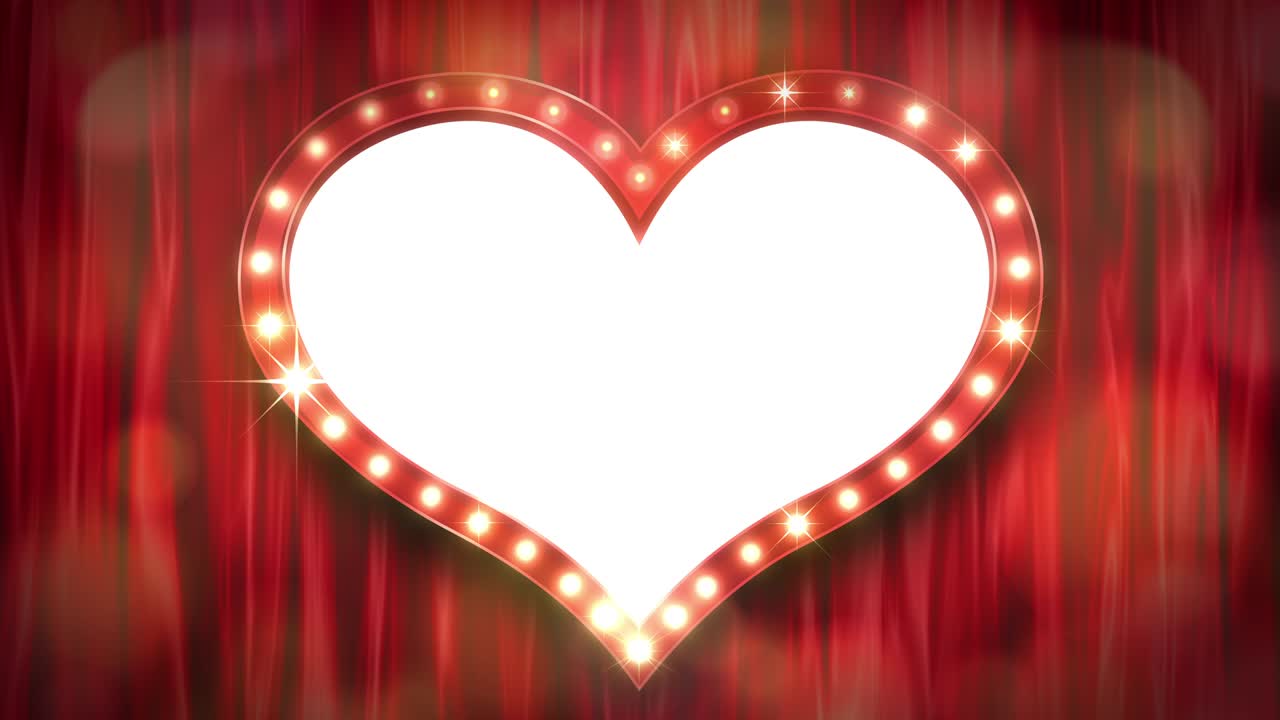 L'insegna del teatro e il sipario. A forma di cuore. [loop]