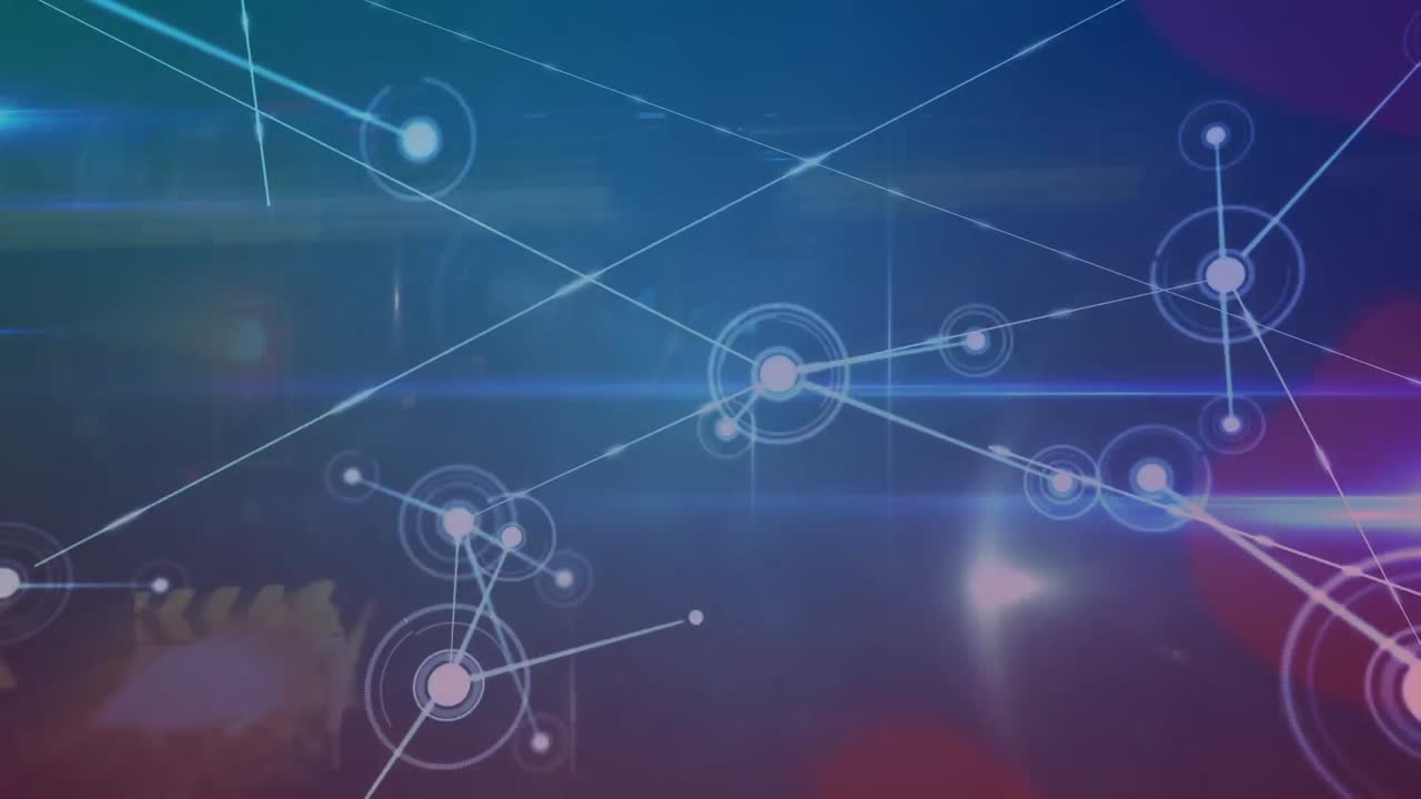 animación de la red de conexiones a través de senderos de luz