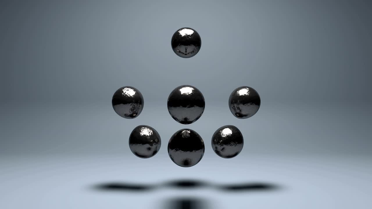 액체 수은 공이 떠다니고 있습니다.