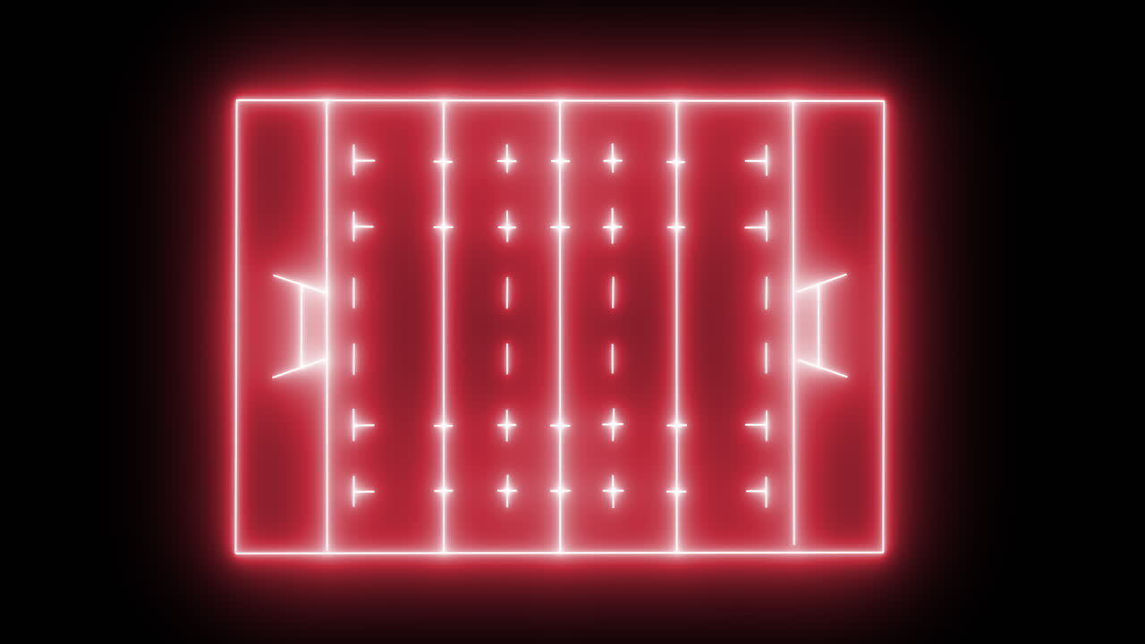 검은색 배경에 빨간색 네온 스포츠 경기장의 애니메이션