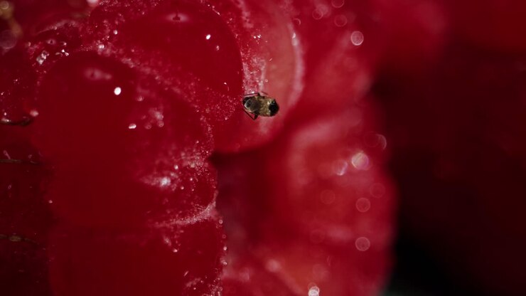 A closeup view of fresh, ripe raspberries, highlighting their vibrant color and delightful texture