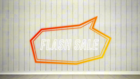 animation of flash sale text in retro speech bubble over abstract background