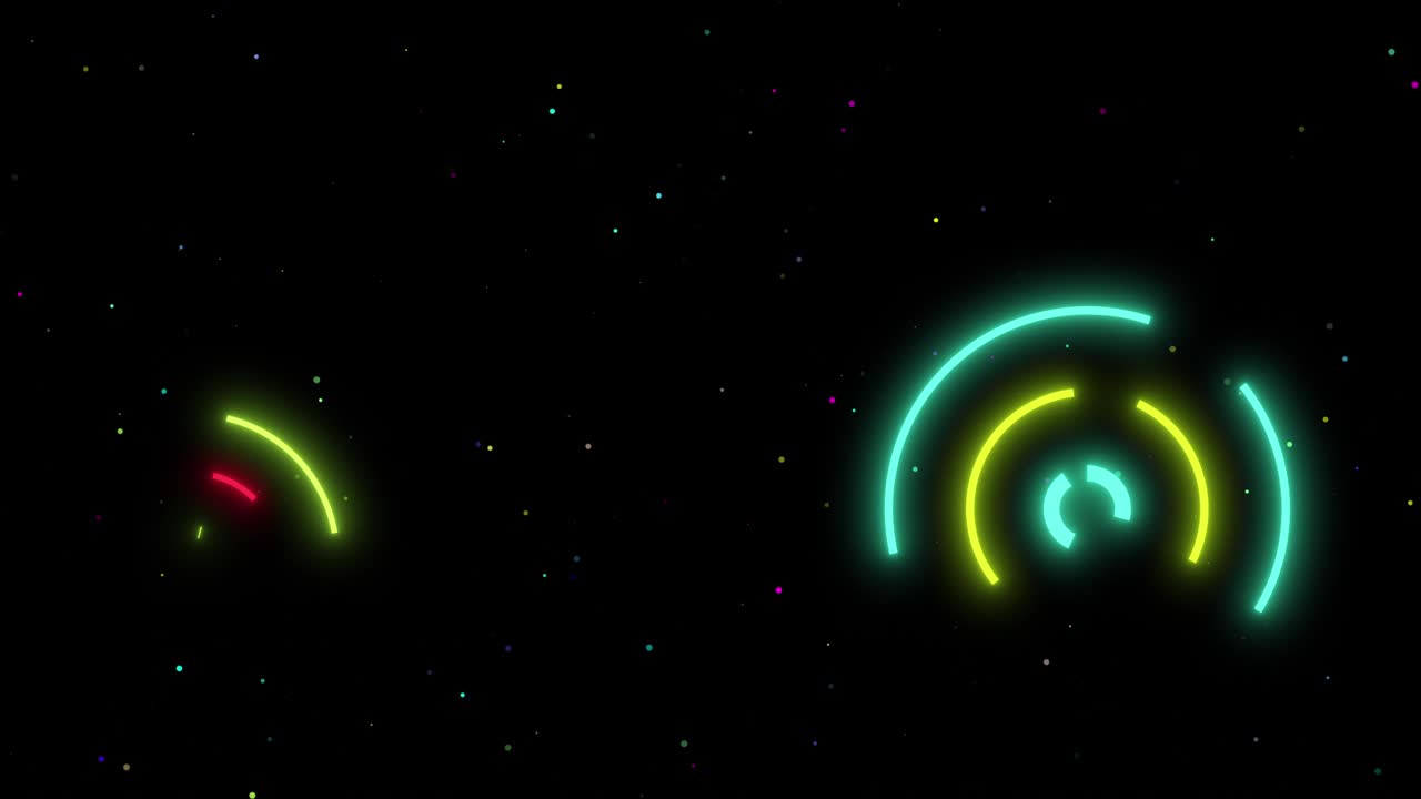 추상적인 반이는 동심 원을 는 다채로운 별 필드 배경 루프