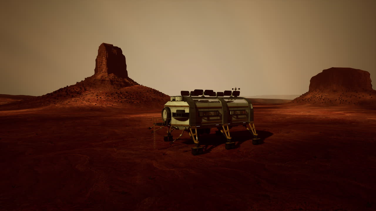 un rover futurista explorando el paisaje marciano