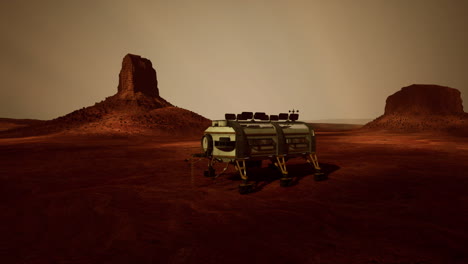 un rover futurista explorando el paisaje marciano
