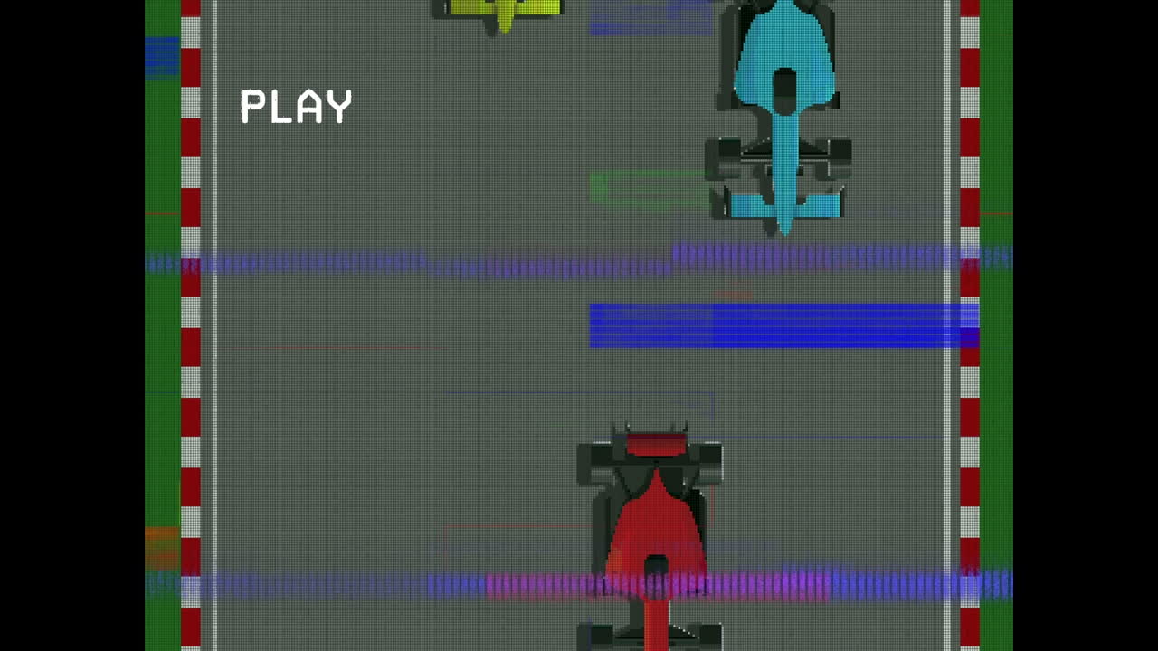 배경에 자동차 경주 게임과 함께 화면 위에서 플레이 디지털 인터페이스의 애니메이션