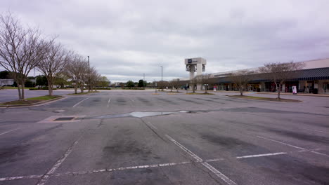 wide pan shot of empty shutdown outdoor mall