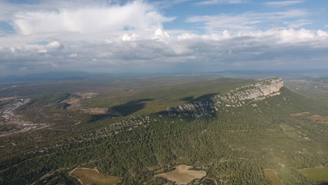 garrigue arid landscape with mountains south of france by drone. aerial view