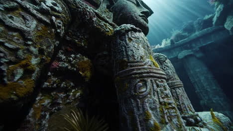 sunken city: ancient temple ruins beneath the sea