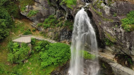 Steinsdalsfossen-is-a-waterfall-in-the-village-of-Steine-in-the-municipality-of-Kvam-in-Hordaland-county,-Norway.-The-waterfall-is-one-of-the-most-visited-tourist-sites-in-Norway.