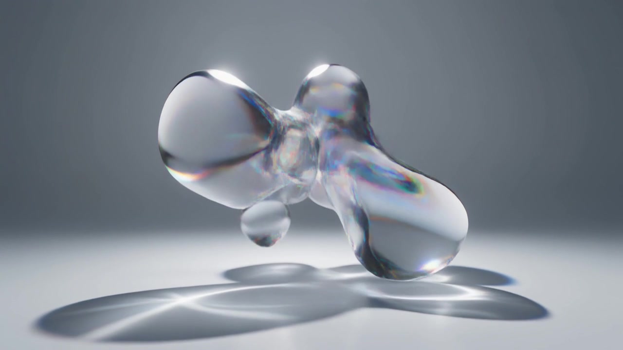 Abstract 3D Animation of Morphing Transparent Liquid Spheres