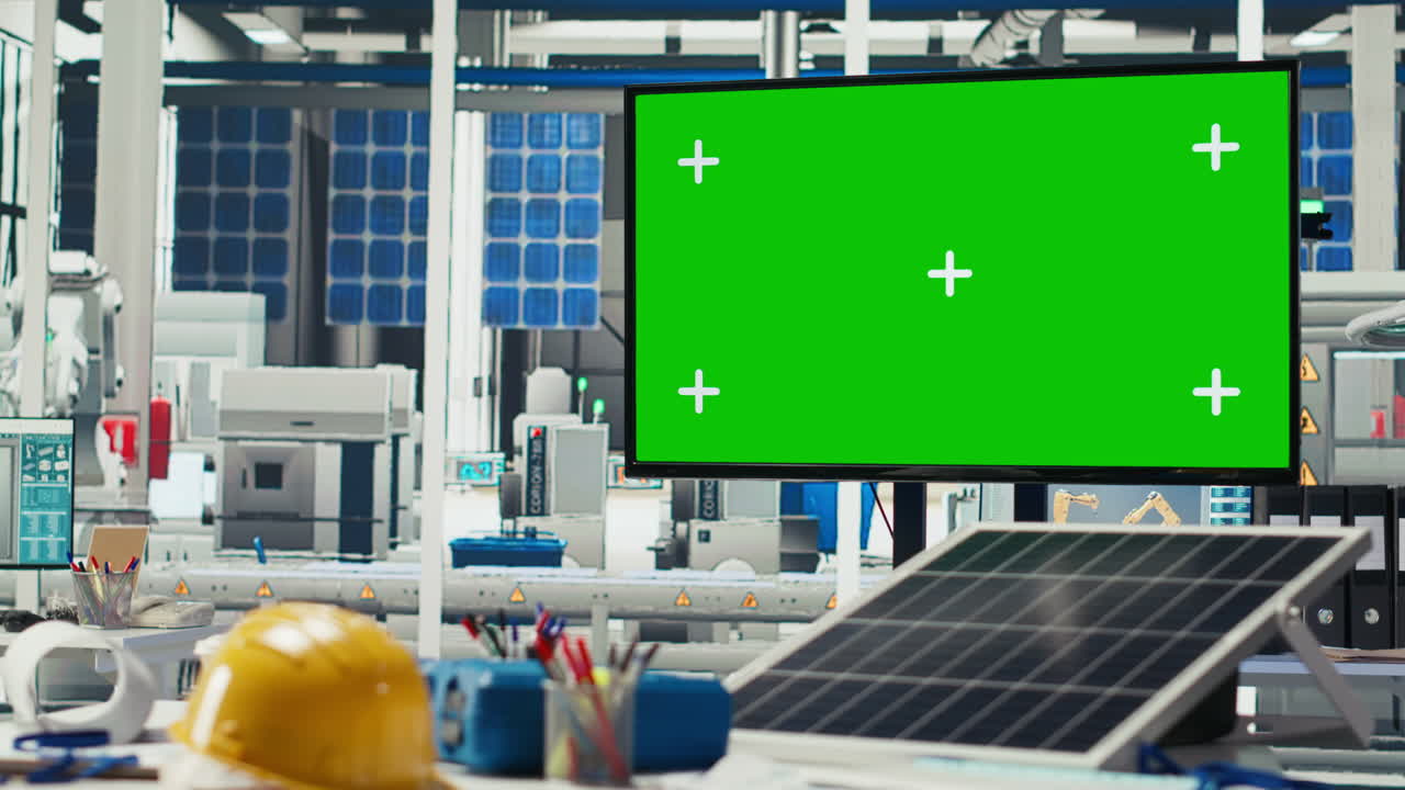 Isolated Screen Display In Solar Panels Manufacturing Plant Used For Alerts