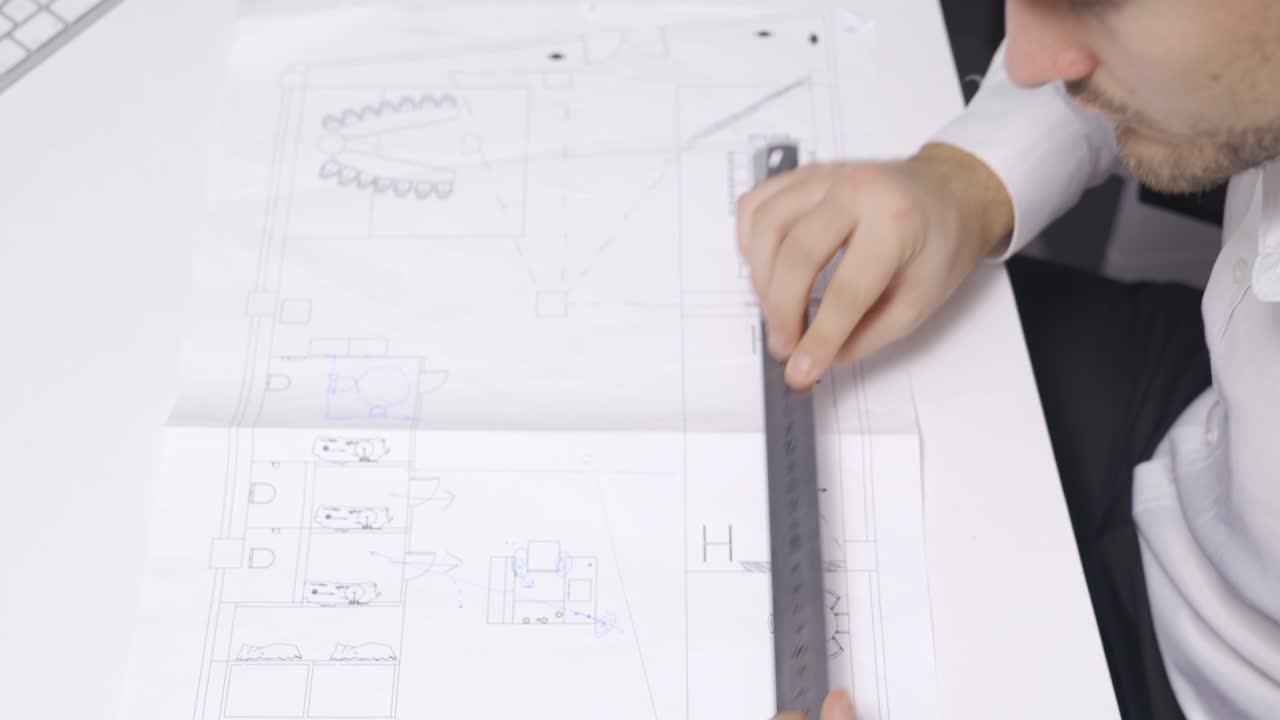 전문 인테리어 디자이너는 현대적인 레스토랑의 인테리어에서 일합니다.