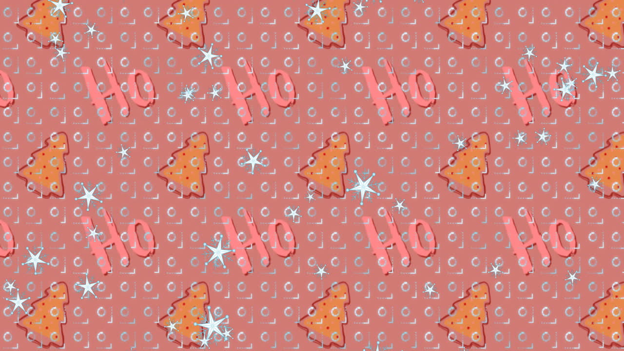 animación de texto ho ho y árbol de navidad sobre fondo rojo.
