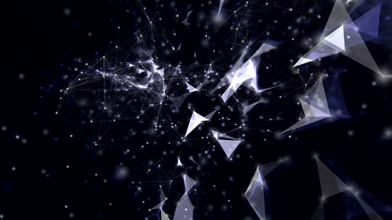 추상적인 플렉서스 구조의 운동 배경은 삼각형, 선 및 점으로 구성됩니다.