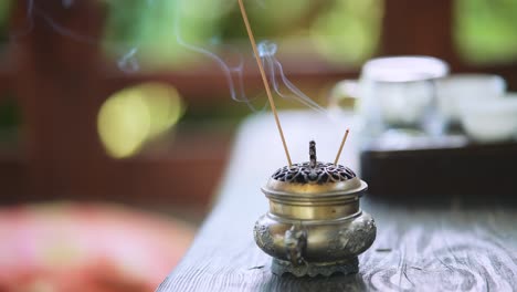 incense burner with smoke