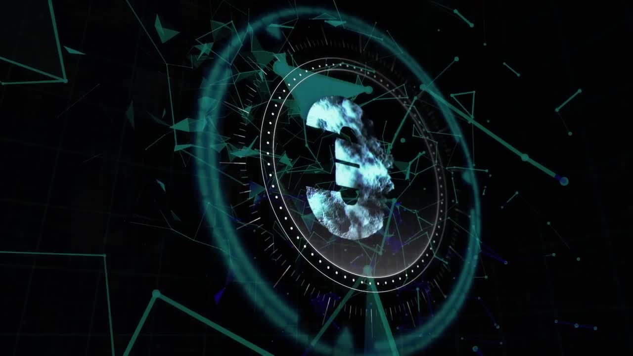 animación del procesamiento de datos y el símbolo del euro sobre fondo negro